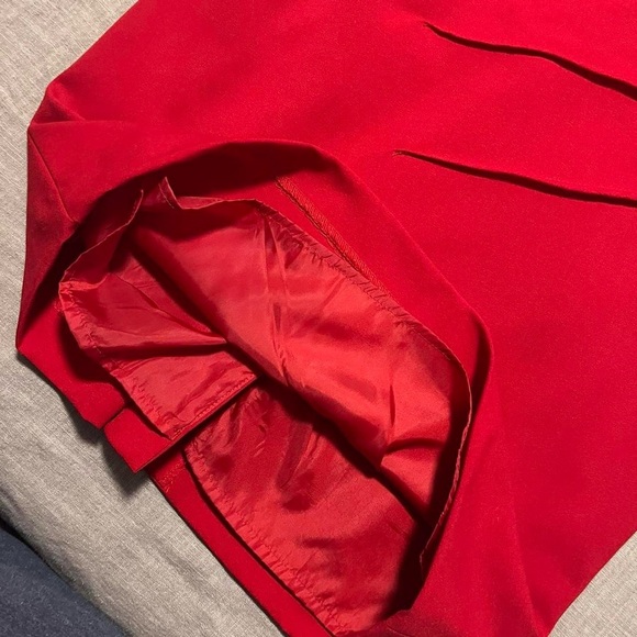 Calvin Klein Vibrant Red Midi Dress Body Con Side Ruching Size 8 Medium Holiday - Picture 4 of 7